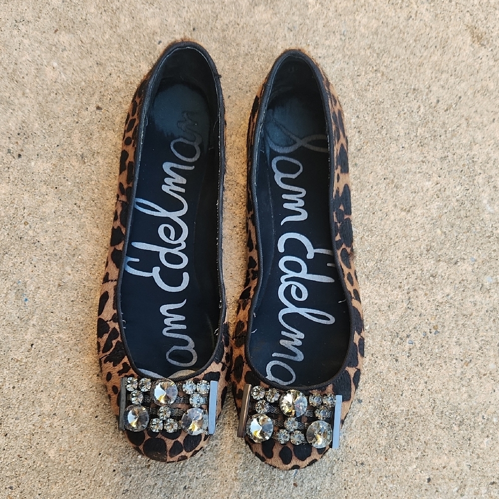 Sam Edelman Leopard-Print Crystal Toe Ballet Flats - Brown/Black - Picture 3 of 16